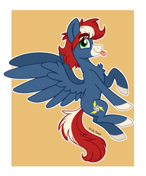 Size: 708x850 | Tagged: safe, artist:pink-pone, imported from derpibooru, oc, oc only, oc:lightning, pegasus, pony, male, pegasus oc, solo, stallion, tongue out, wings