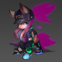 Size: 3333x3333 | Tagged: safe, alternate version, artist:theprince, imported from derpibooru, earth pony, pony, akali, female, gray background, k-pop, k/da, league of legends, mare, ponified, simple background, solo