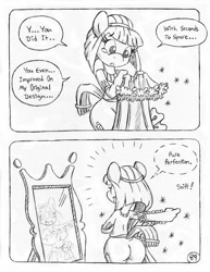 Size: 849x1100 | Tagged: safe, artist:circe, imported from derpibooru, blue nile, anthro, unguligrade anthro, comic:soreloser, black and white, comic, grayscale, mirror, monochrome, teary eyes, traditional art
