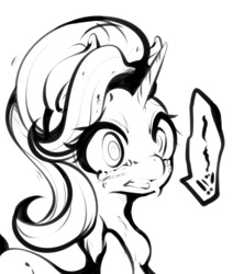 Size: 750x885 | Tagged: safe, artist:tohupo, imported from derpibooru, starlight glimmer, pony, unicorn, crying, female, monochrome, solo
