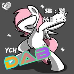 Size: 630x630 | Tagged: safe, artist:sugar morning, imported from derpibooru, oc, oc only, oc:sugar morning, pegasus, pony, commission, dab, meme, simple background, solo, your character here