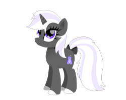 Size: 2500x2000 | Tagged: safe, artist:sugarstraw, derpibooru exclusive, imported from derpibooru, oc, oc only, oc:silvernight, pony, unicorn, 2019 community collab, derpibooru community collaboration, bow, choker, colored hooves, cutie mark, female, hooves, horn, lineless, mare, purple eyes, simple background, smiling, solo, tail bow, teddy bear, transparent background