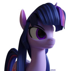 Size: 1000x1000 | Tagged: safe, artist:silshadnic, imported from derpibooru, twilight sparkle, pony, unicorn, 3d, blender, female, simple background, solo, transparent background, unicorn twilight