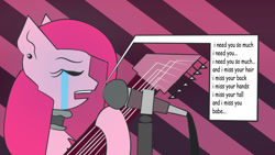 Size: 1280x720 | Tagged: safe, imported from derpibooru, pinkie pie, pony, crying, female, guitar, microphone, pinkamena diane pie, rock, rock (music), sad, singing, solo