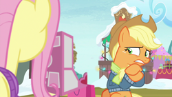 Size: 1280x720 | Tagged: safe, imported from derpibooru, screencap, applejack, fluttershy, pony, best gift ever