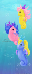 Size: 400x926 | Tagged: safe, artist:z1ar0, imported from derpibooru, high tide, sea breeze (g1 sea pony), sea breeze (sea pony), wavedancer, sea pony, bow, g1, sea ponies, underwater