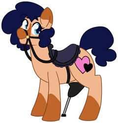 Size: 1600x1669 | Tagged: safe, artist:/d/non, imported from derpibooru, oc, oc only, oc:heartspring, earth pony, pony, 2019 community collab, derpibooru community collaboration, amputee, bridle, coat markings, lead, prosthetic limb, prosthetics, saddle, simple background, socks (coat marking), socks (coat markings), solo, tack, transparent background