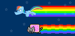 Size: 3680x1800 | Tagged: safe, artist:luckreza8, artist:stephen-fisher, imported from derpibooru, rainbow dash, pegasus, pony, cute, nyan cat, rainbow trail, space