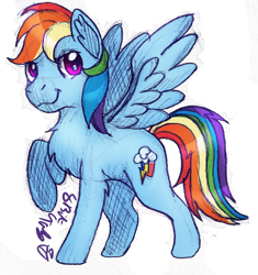 Size: 1188x1264 | Tagged: safe, artist:8bitgalaxy, imported from derpibooru, rainbow dash, pegasus, pony, colored sketch, female, raised hoof, simple background, sketch, solo, transparent background