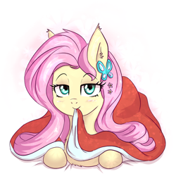 Size: 4000x4000 | Tagged: safe, artist:yinglongfujun, artist:yinglung, imported from derpibooru, fluttershy, pony, bedroom eyes, blushing, cute, ear fluff, female, looking at you, mare, shyabetes, solo