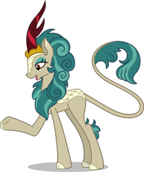 Size: 5702x6827 | Tagged: safe, artist:hendro107, imported from derpibooru, rain shine, kirin, sounds of silence, .svg available, absurd resolution, cloven hooves, female, looking down, open mouth, queen, raised hoof, simple background, solo, transparent background, vector