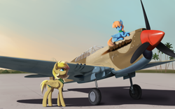 Size: 6700x4186 | Tagged: safe, artist:mrscroup, imported from derpibooru, oc, oc only, pegasus, pony, absurd resolution, curtiss-wright corporation, p-40e kittyhawk, pegasus oc, plane