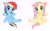 Size: 2304x1440 | Tagged: safe, artist:blueeye, artist:pupil, imported from derpibooru, fluttershy, rainbow dash, pegasus, pony, duo, duo female, female, mare, simple background, white background