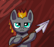 Size: 189x165 | Tagged: safe, artist:platinumdrop, imported from derpibooru, oc, oc only, oc:platinumdrop, pony, simple background, solo, spear, weapon