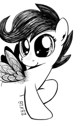 Size: 1200x1842 | Tagged: safe, artist:dsana, imported from derpibooru, scootaloo, pegasus, pony, female, filly, ink drawing, inktober, monochrome, simple background, sketch, smiling, solo, spread wings, traditional art, white background, wings