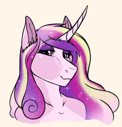 Size: 480x503 | Tagged: safe, artist:azraelartz, artist:theecchiqueen, imported from derpibooru, princess cadance, anthro, alternate design, curved horn, female, horn, mare, simple background, smiling, solo