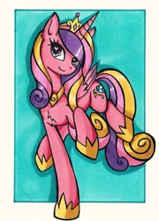 Size: 1169x1625 | Tagged: safe, artist:canvymamamoo, imported from derpibooru, princess cadance, alicorn, pony, female, mare, solo, traditional art