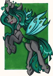 Size: 1126x1631 | Tagged: safe, artist:canvymamamoo, imported from derpibooru, queen chrysalis, changeling, changeling queen, crown, female, jewelry, regalia, solo, traditional art