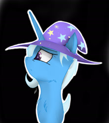 Size: 2113x2385 | Tagged: safe, artist:groomlake, edit, imported from derpibooru, trixie, pony, unicorn, black background, clothes, female, hat, mare, simple background, solo, trixie's hat