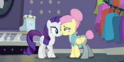 Size: 1200x603 | Tagged: safe, imported from derpibooru, screencap, fluttershy, rarity, pegasus, pony, unicorn, fake it 'til you make it, alternate hairstyle, animated, cheek kiss, clothes, duo, eyes closed, female, gif, hair bun, kiss on the cheek, kissing, la bise, mare, out of context, platonic kiss, raised hoof, severeshy, shipping fuel