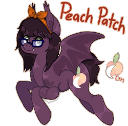 Size: 665x654 | Tagged: safe, artist:peachy-pea, imported from derpibooru, oc, oc only, oc:peach patch, bat pony, pony, solo