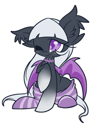 Size: 1572x2123 | Tagged: safe, artist:starlightlore, imported from derpibooru, oc, oc only, oc:love bites, bat pony, pony, clothes, crossdressing, femboy, male, simple background, socks, solo, starry eyes, striped socks, transparent background, wingding eyes