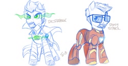 Size: 1200x623 | Tagged: safe, artist:nanook123, imported from derpibooru, earth pony, pony, crossover, doctor strange, iron man, male, ponified, stallion, tony stark