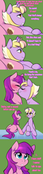 Size: 1280x5120 | Tagged: safe, artist:senseidezzy, deleted from derpibooru, imported from derpibooru, imported from ponybooru, dinky hooves, lily longsocks, earth pony, pony, unicorn, aero replies, bed, blushing, comic, concerned, cute, dinkily, female, green, kissing, lesbian, lying down, male, nuzzling, ponerpics import, sad, shipping, straight, trans boy, trans male, transgender