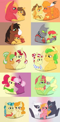 Size: 2255x4561 | Tagged: safe, artist:tejedora, imported from derpibooru, apple bumpkin, apple honey, apple tarty, big macintosh, braeburn, bushel, calamity mane, caramel, caramel apple, cheerilee, flam, flim, giselle, half baked apple, hoss, irma, little strongheart, natalya, peachy sweet, rover, sunflower (character), tree hugger, trouble shoes, buffalo, diamond dog, griffon, apple family member, blushing, braeheart, bumpkilee, bushelflim, caramac, caramity, cheerikin, crack shipping, female, flamleaves, flower, gay, half baked shoes, interspecies, lesbian, male, natelle, natelleflower, natflower, older, one eye closed, polyamory, roversweet, shipping, straight, sunelle, sunflower (g4), treehoney