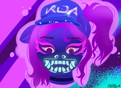 Size: 1370x1000 | Tagged: safe, artist:parn, imported from derpibooru, pony, akali, blacklight, hat, k/da, league of legends