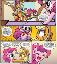 Size: 748x833 | Tagged: safe, artist:agnesgarbowska, idw, imported from derpibooru, apple bloom, applejack, pinkie pie, spoiler:comic, spoiler:comic72