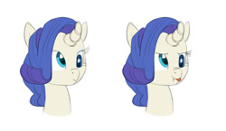 Size: 1112x645 | Tagged: safe, artist:carnifex, imported from derpibooru, oc, oc only, oc:rare, pony, bust, female, mare, portrait, simple background, tongue out, white background