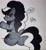 Size: 2286x2485 | Tagged: safe, artist:sketchyanon, imported from derpibooru, oc, oc:cornelia, skunk, skunk pony, butt, female, looking at you, mare, plot, simple background, sitting, text, white background