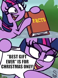 Size: 500x667 | Tagged: safe, artist:quarium edits, imported from derpibooru, twilight sparkle, alicorn, best gift ever, christmas, ed edd n eddy, exploitable meme, holiday, meme, op is a duck, op wants attention, twilight sparkle (alicorn), twilight's fact book