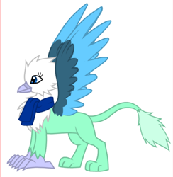 Size: 678x694 | Tagged: safe, artist:robobrony, imported from derpibooru, oc, oc only, oc:frost, griffon, clothes, female, griffon oc, scarf, simple background, solo, white background