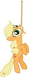 Size: 622x1615 | Tagged: safe, alternate version, artist:breadking, imported from derpibooru, applejack, pony, female, hang in there, hanging, mouth hold, nail, rope, simple background, solo, transparent background, vector