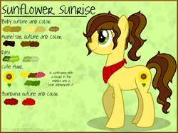 Size: 2024x1524 | Tagged: safe, artist:vampteen83, imported from derpibooru, oc, oc only, oc:sunflower sunrise, earth pony, pony, female, mare, reference sheet, solo