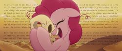 Size: 1920x804 | Tagged: safe, edit, edited screencap, imported from derpibooru, screencap, pinkie pie, earth pony, pony, my little pony: the movie, bone, bone dry desert, dead, desert, desert sun madness, existentialism, female, hamlet, insanity, mare, messy mane, shakespeare, skeleton, skull, william shakespeare