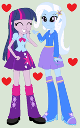 Size: 356x566 | Tagged: safe, artist:themexicanpunisher, imported from derpibooru, trixie, twilight sparkle, equestria girls, female, lesbian, shipping, twixie