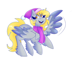 Size: 1280x1079 | Tagged: safe, artist:cubbybatdoodles, imported from derpibooru, derpy hooves, ditzy doo, pegasus, pony, clothes, female, mare, scarf, simple background, smiling, solo, transparent background, unshorn fetlocks