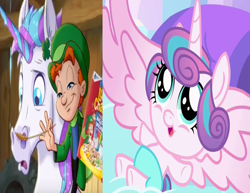 Size: 4096x3168 | Tagged: safe, imported from derpibooru, princess flurry heart, alicorn, pony, unicorn, coincidence, comparison, lucky charms, wrong aspect ratio