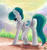 Size: 1280x1352 | Tagged: safe, artist:alphadesu, imported from derpibooru, oc, oc only, oc:karma, earth pony, pony, butt, chest fluff, cloud, commission, explicit source, female, glass maker, grass, heart, looking at you, mare, plot, raised leg, sky, smiling, solo, ych result