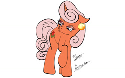 Size: 1728x1080 | Tagged: safe, artist:sakiokurosaw, imported from derpibooru, oc, oc only, oc:rosebud, pony, unicorn, duckface, ear piercing, earring, female, jewelry, piercing, pouting, raised leg, solo