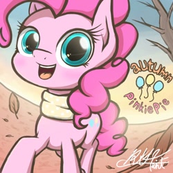 Size: 1000x1000 | Tagged: safe, artist:phoenixrk49, imported from derpibooru, pinkie pie, earth pony, pony, clothes, female, looking at you, mare, scarf, solo