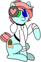 Size: 905x1368 | Tagged: safe, artist:cookiepone, derpibooru exclusive, imported from derpibooru, oc, oc only, earth pony, pony, 2019 community collab, derpibooru community collaboration, clothes, cutie mark, female, headphones, heart, heterochromia, hoodie, mare, raised hoof, simple background, sitting, smiling, solo, transparent background