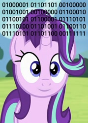 Size: 720x1004 | Tagged: safe, edit, edited edit, edited screencap, editor:axal-5, imported from derpibooru, screencap, starlight glimmer, pony, unicorn, rock solid friendship, binary, binary code, code, cropped, cute, eye, eyes, female, glimmerbetes, hair, hair flip, inverted mouth, looking at you, mane, mare, solo