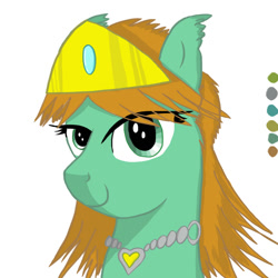 Size: 1000x1000 | Tagged: safe, artist:lunie/elonrie, artist:syndyfon, imported from derpibooru, oc, oc only, oc:elonrie, bat pony, pony, bat ponified, bat pony oc, bust, crown, jewelry, portrait, race swap, regalia, simple background, white background