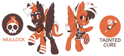 Size: 4000x1812 | Tagged: safe, artist:hiccupsdoesart, deleted from derpibooru, imported from derpibooru, oc, oc only, oc:mullock, oc:tainted cure, pegasus, pony, clothes, piercing, scarf, shirt, siblings, simple background