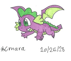 Size: 777x667 | Tagged: safe, artist:cmara, imported from derpibooru, spike, dragon, flying, traditional art, winged spike, wings