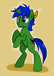 Size: 510x712 | Tagged: safe, artist:jessy, imported from derpibooru, oc, oc only, pony, unicorn, brown background, male, simple background, solo, stallion